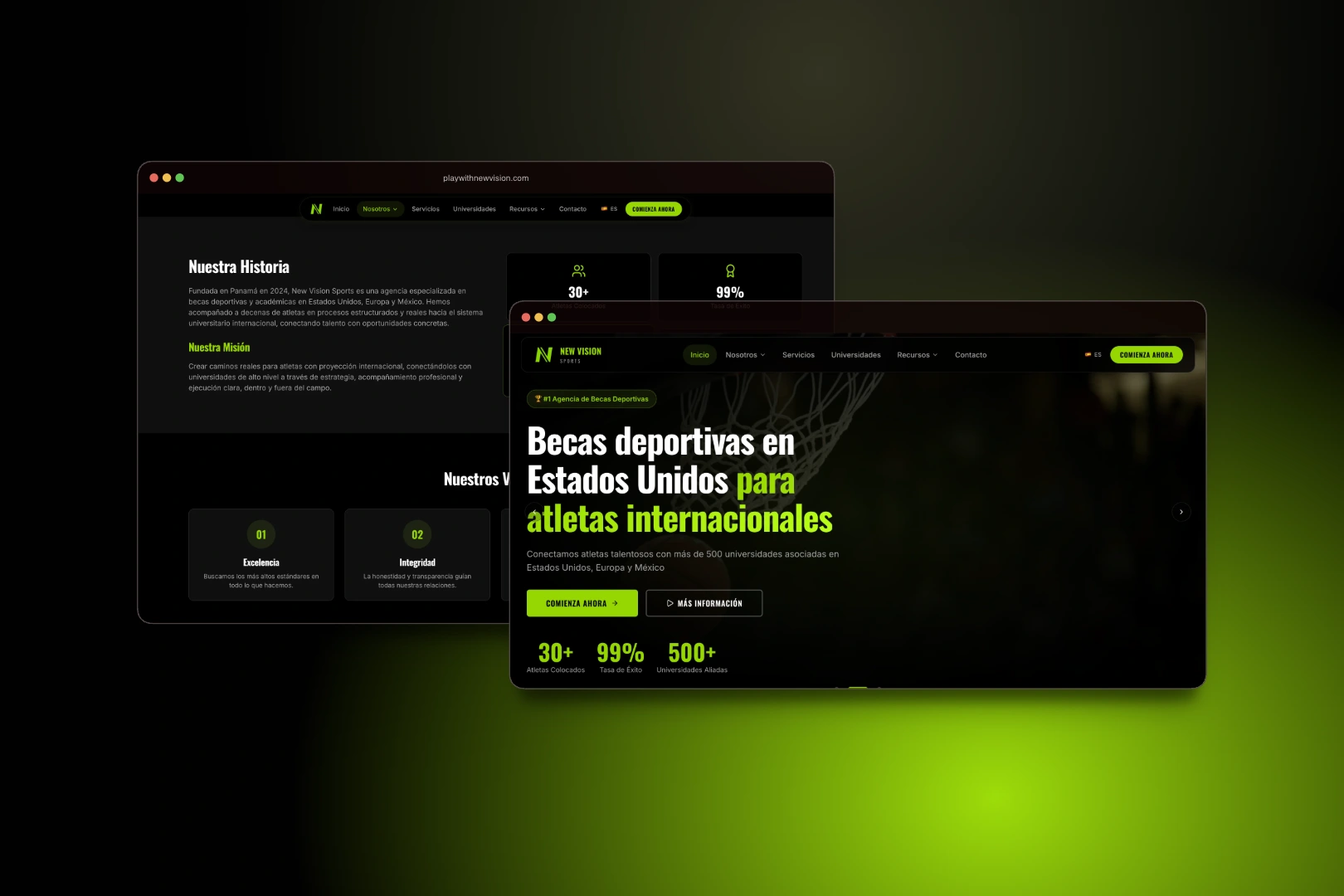 New Vision Sports — captura del proyecto